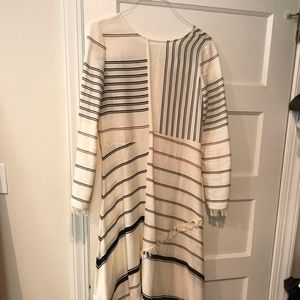 Zara maxi fringed cream dress